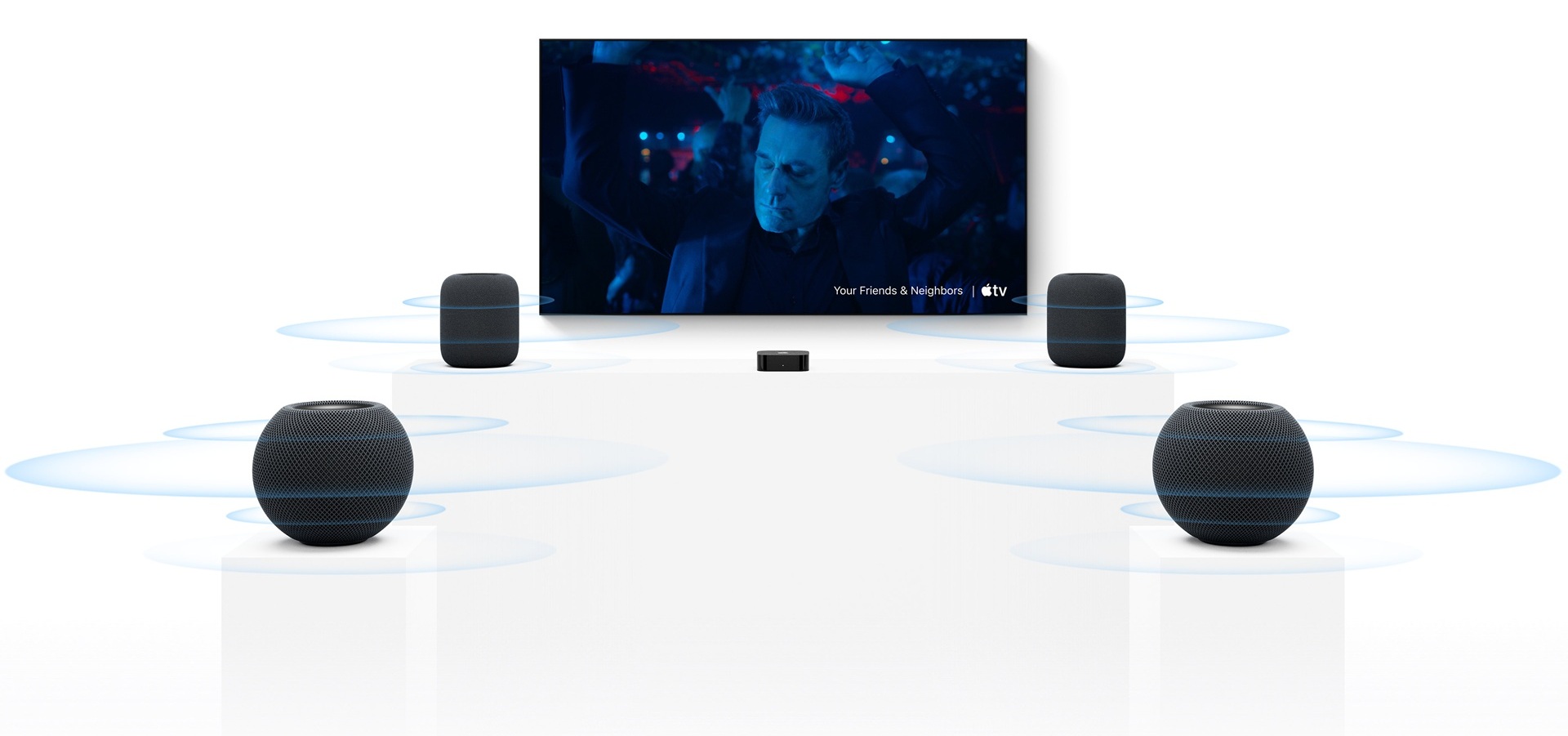 Apple-TV-4K-négy-HomePod-surround